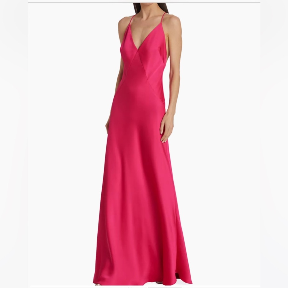 Ramy Brook Caspe Crisscrossed-Back V-neck Gown